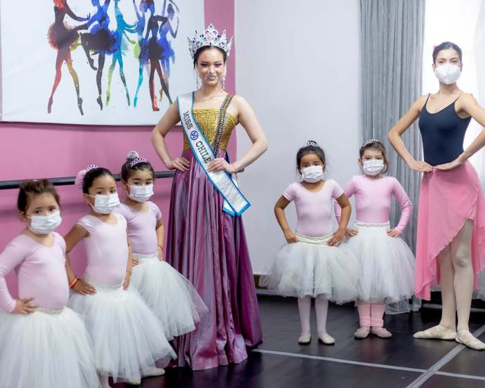 Carol and a group of young ballerinas, with their teacher Ms. Evelyn Cancino