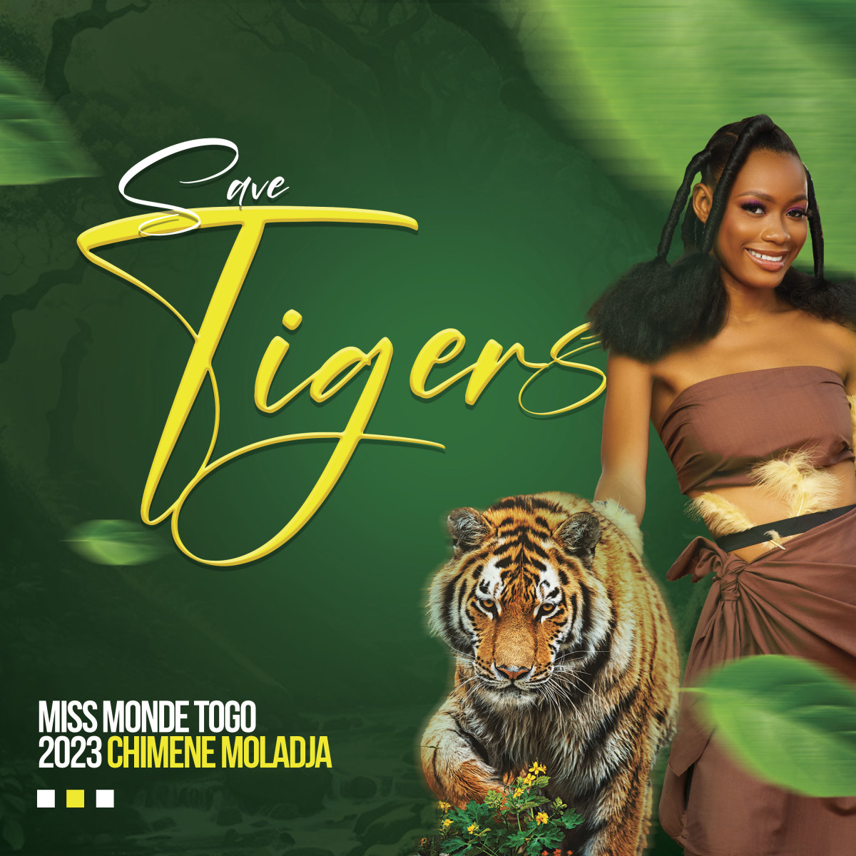 Togo joins The Save The Tiger Campaign - Chimène Moladja - Miss World